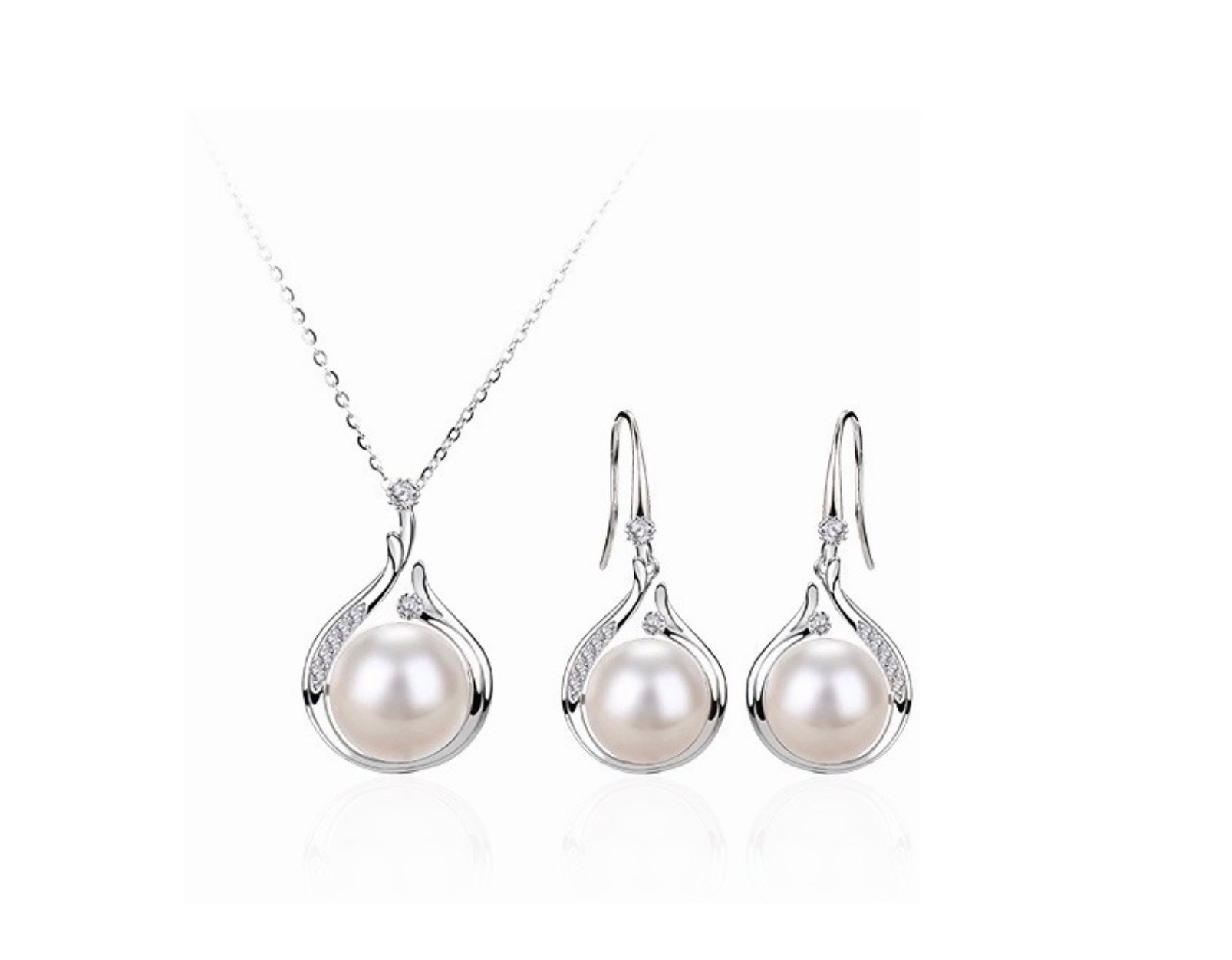 Conjunto De Joyas De Mujer De Pearl De Plata FUNBU