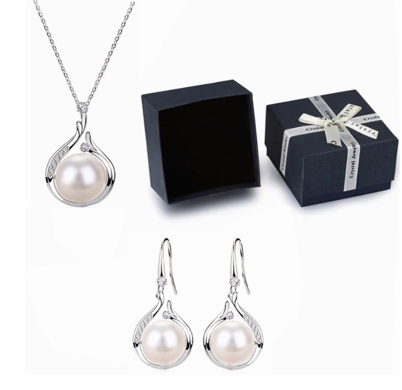 Conjunto De Joyas De Mujer De Pearl De Plata FUNBU