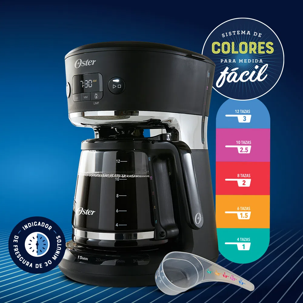 Cafetera Oster Bvstrf100 Automática 12 Tazas Filtro 900 W