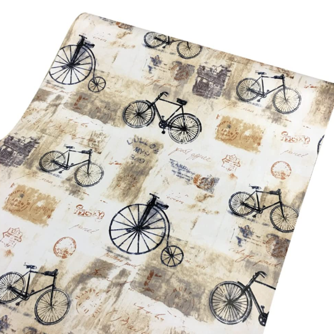 PAPEL TAPIZ VINÍLICO CON ADHESIVO MODERNO 10 METROS BICICLETA VINTAGE