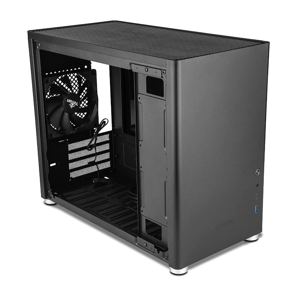 Gabinete Yeyian Hussar micro-ATX, sin Fuente, Cristal Templado, Negro.