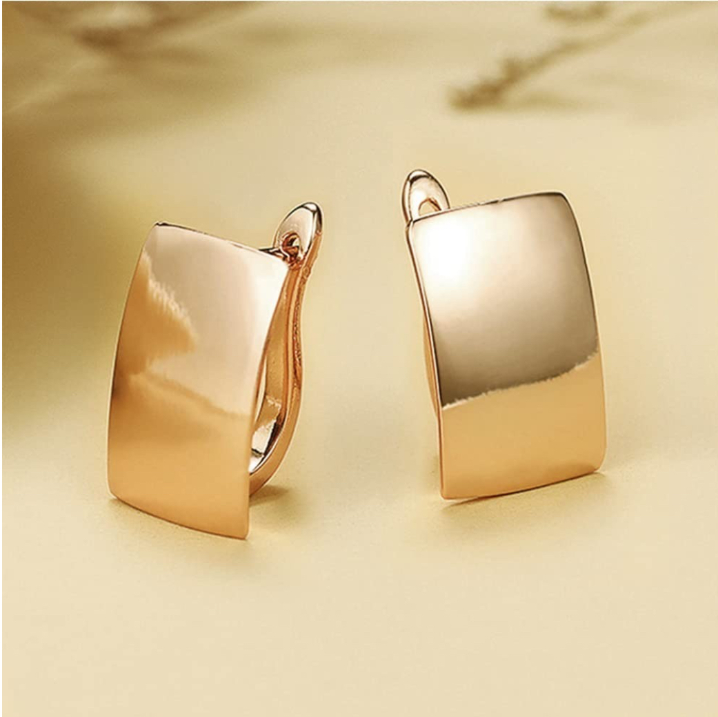 Aretes Mujer Oro 18k Cuadradas FUNBU