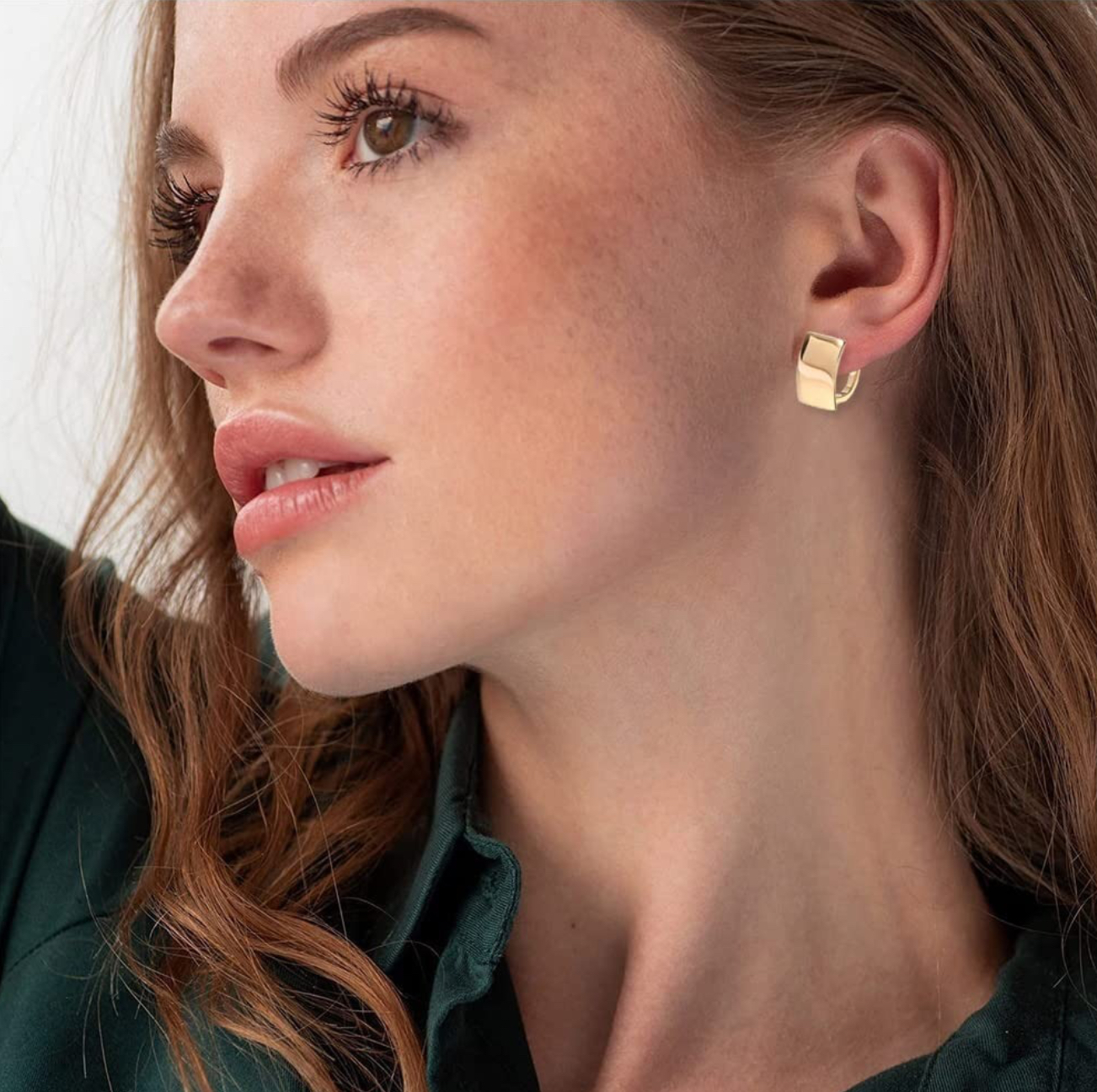 Aretes Mujer Oro 18k Cuadradas FUNBU