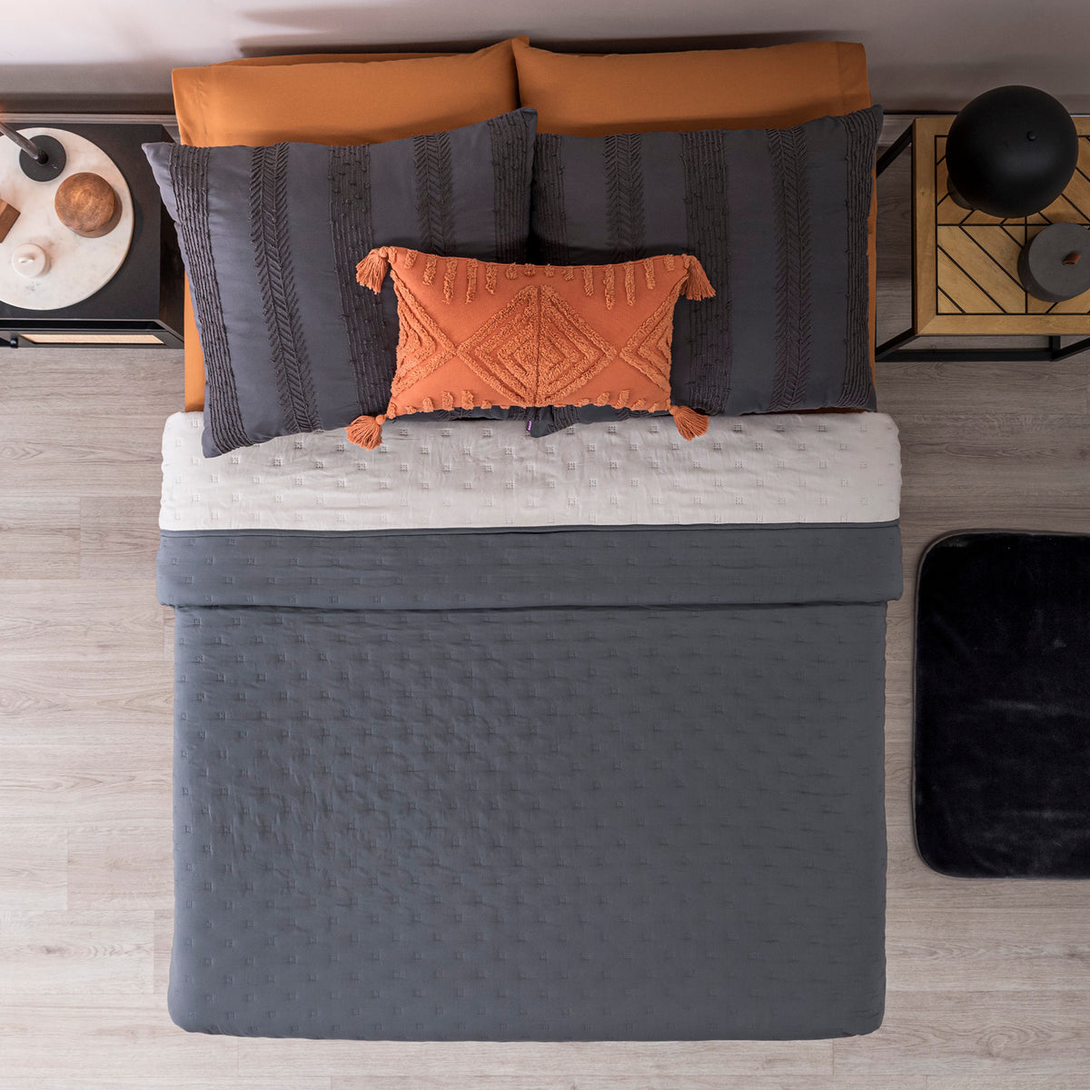 Edredón Novo Gris Matrimonial- Vianney