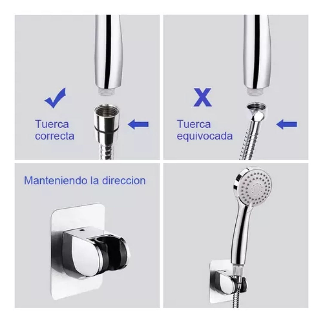 Regadera Telefono Cabezal De Ducha Redonda Alta Presion Kit