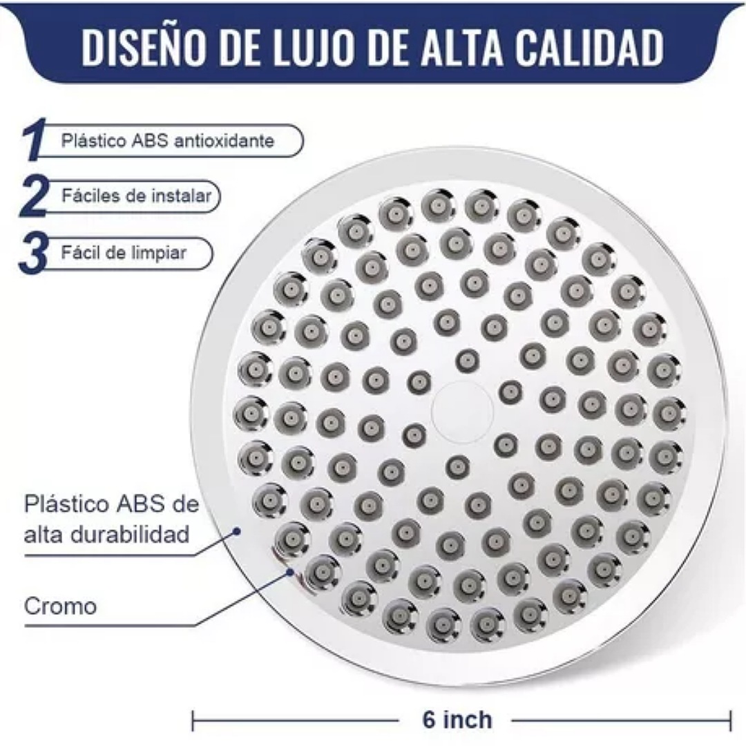 Regadera Telefono Cabezal De Ducha Redonda Alta Presion Kit