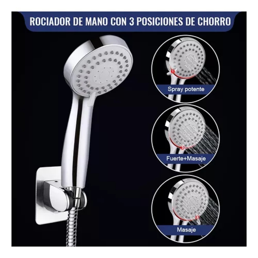 Regadera Telefono Cabezal De Ducha Redonda Alta Presion Kit