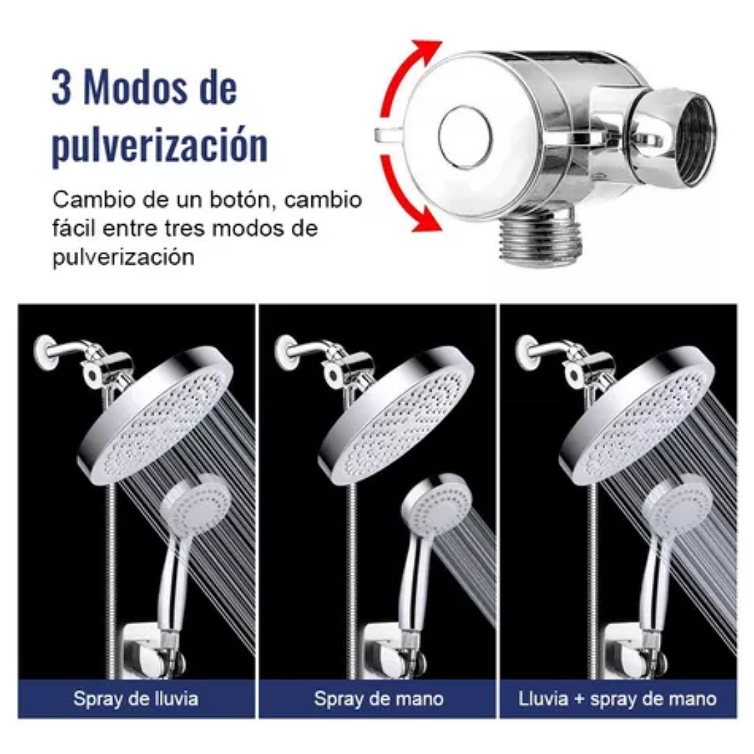 Regadera Telefono Cabezal De Ducha Redonda Alta Presion Kit