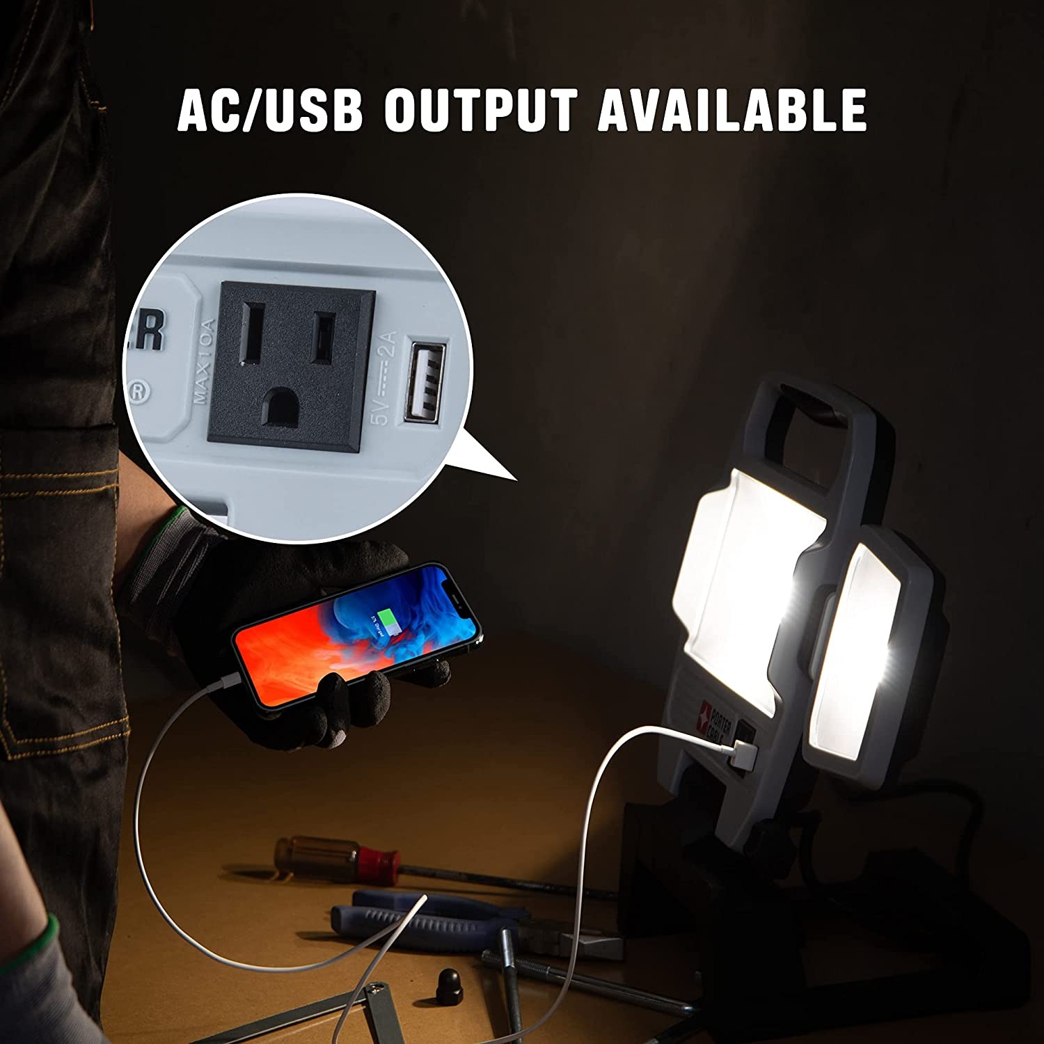 Porter-cable 50w 5000-lumen Max Luz De Trabajo Led Portatil