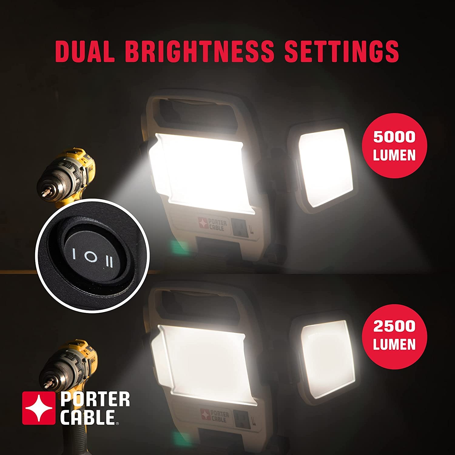 Porter-cable 50w 5000-lumen Max Luz De Trabajo Led Portatil