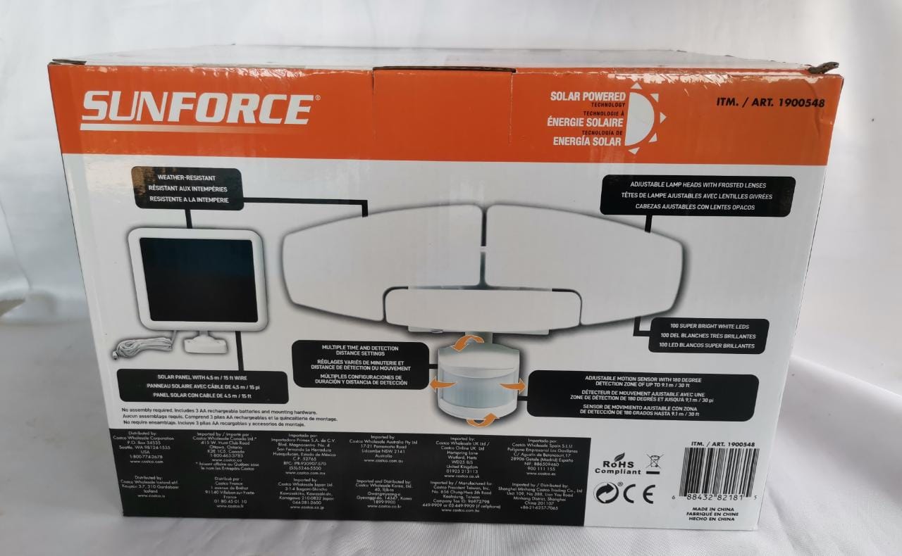 Lampara Solar Con Movimiento De Sensor Sunforce Led 82181