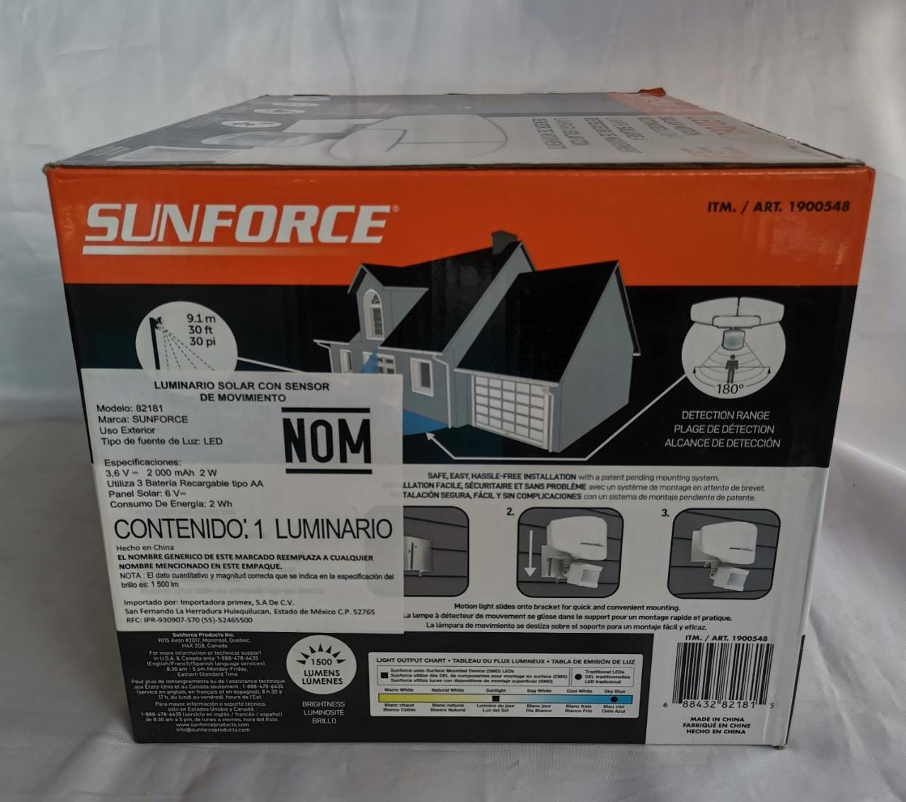 Lampara Solar Con Movimiento De Sensor Sunforce Led 82181