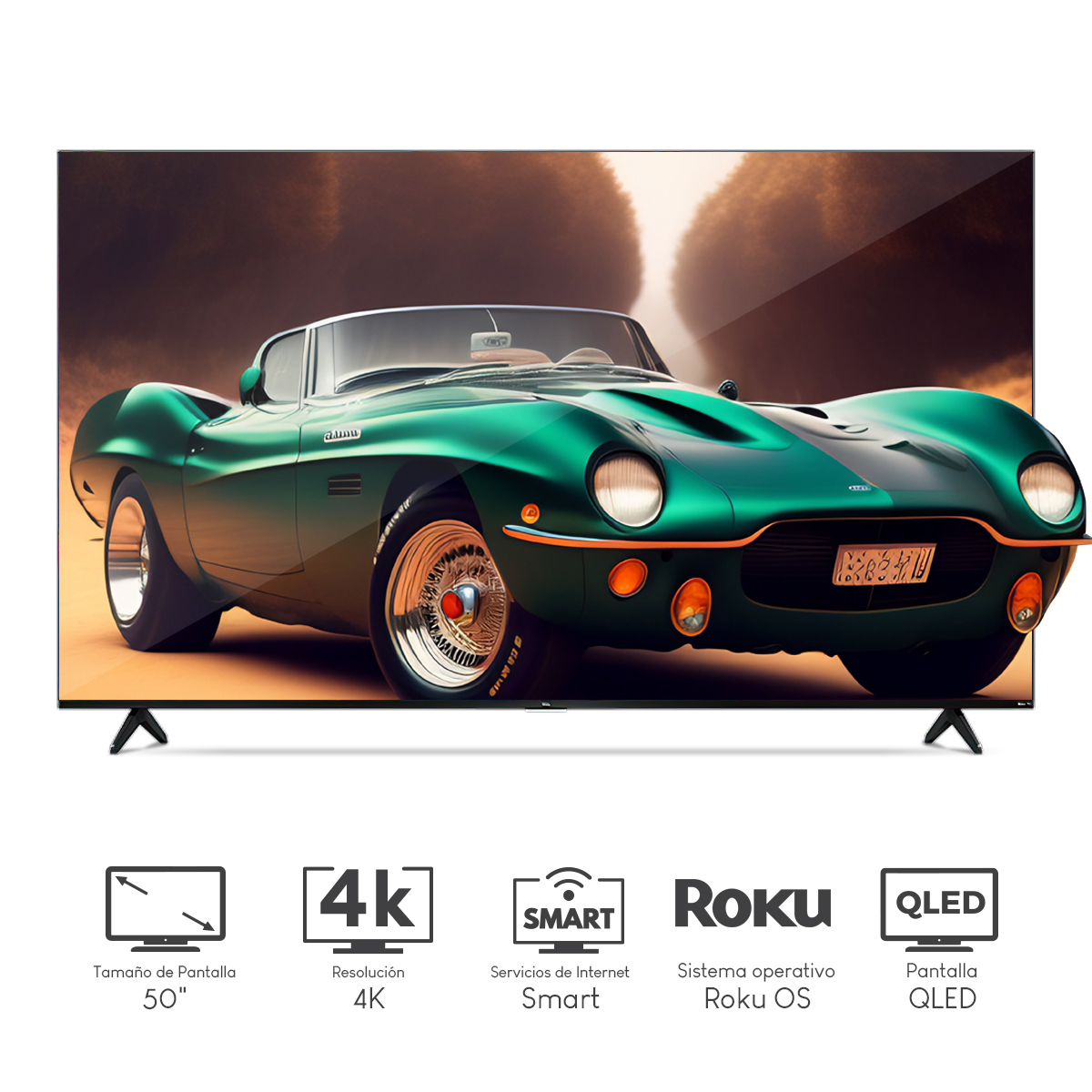 Pantalla TCL Class 5-Series 50Pulg UHD 4K QLED Smart TV Roku 60HZ Plana Black 50S555