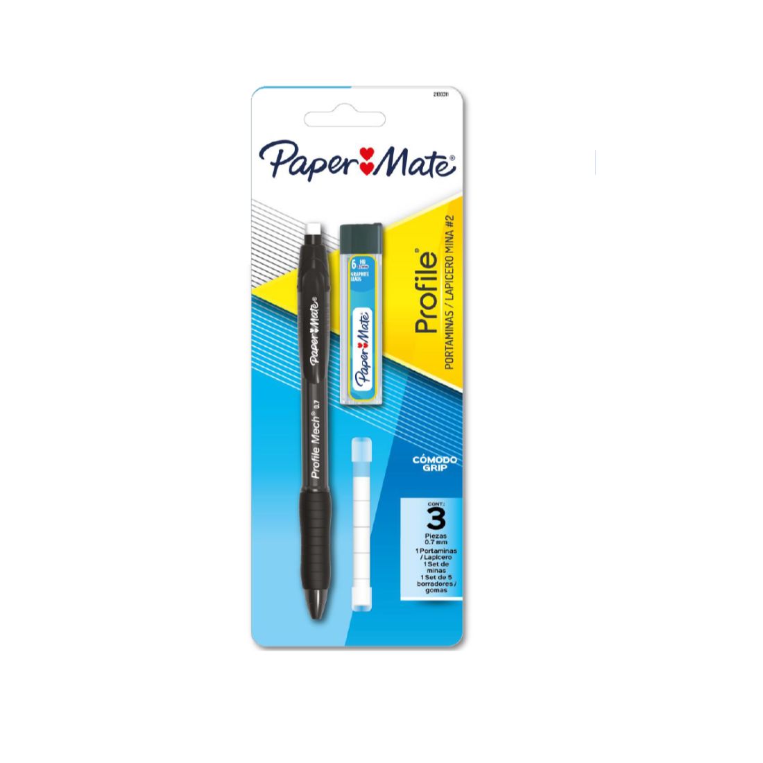 Portaminas Lapicero Paper Mate 0.7 mm Incluye set de borradores y minas HB