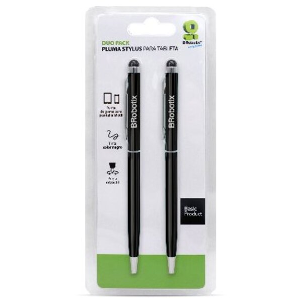 Pluma BRobotix Lápiz Digital Stylus Duo Pack para Tablet Negro