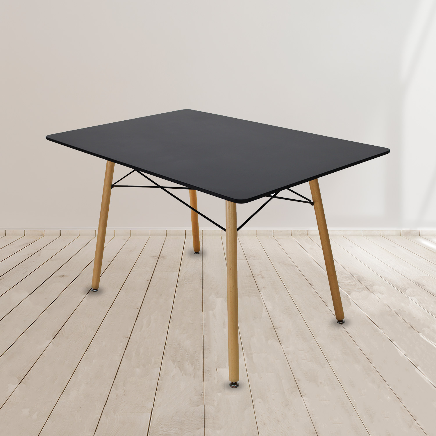 Mesa Comedor Rectangular 120 Eames Oslo Melamina Negro Mundo In