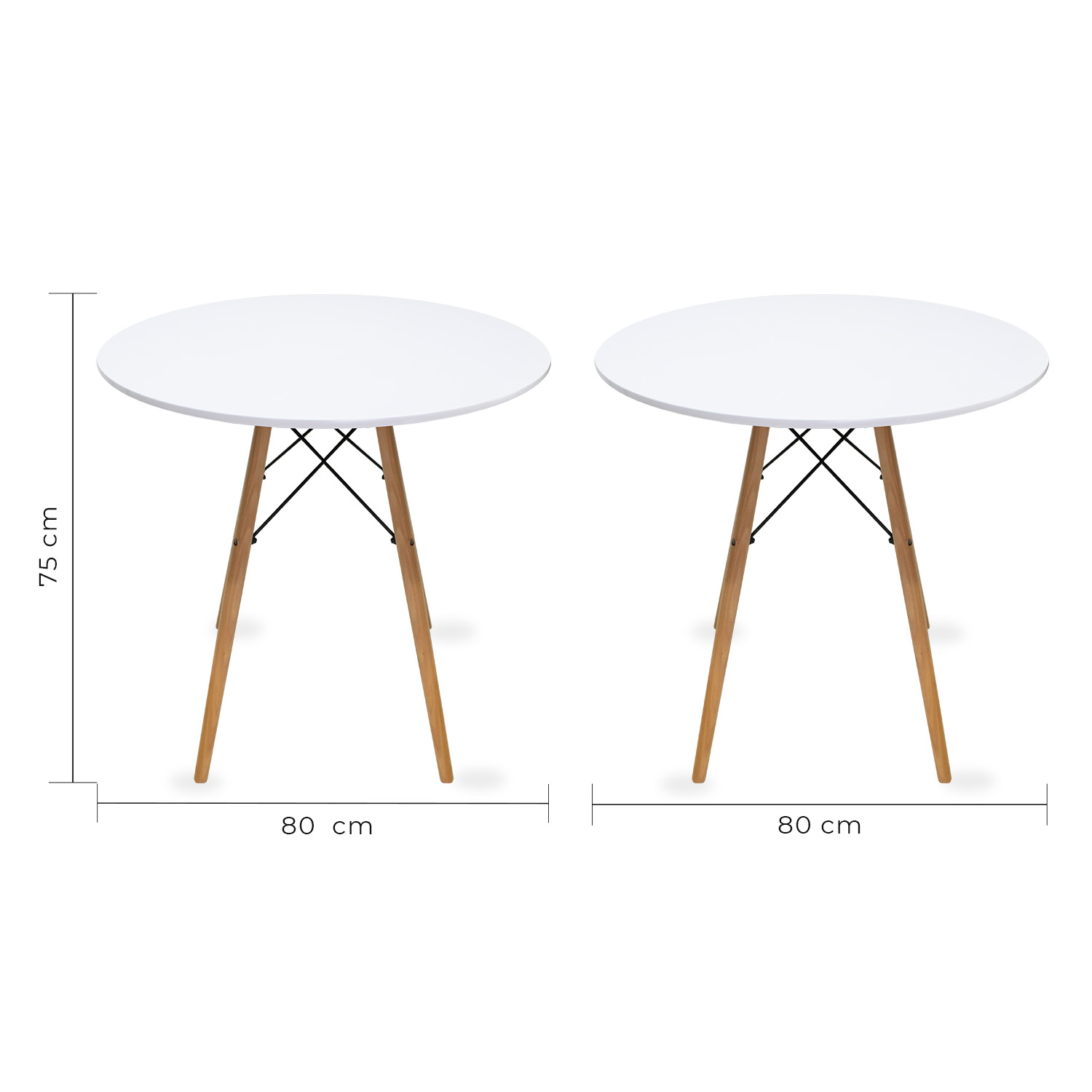 Mesa Comedor Eames Redonda 80 cm Oslo 4 Personas Blanca Mundo In