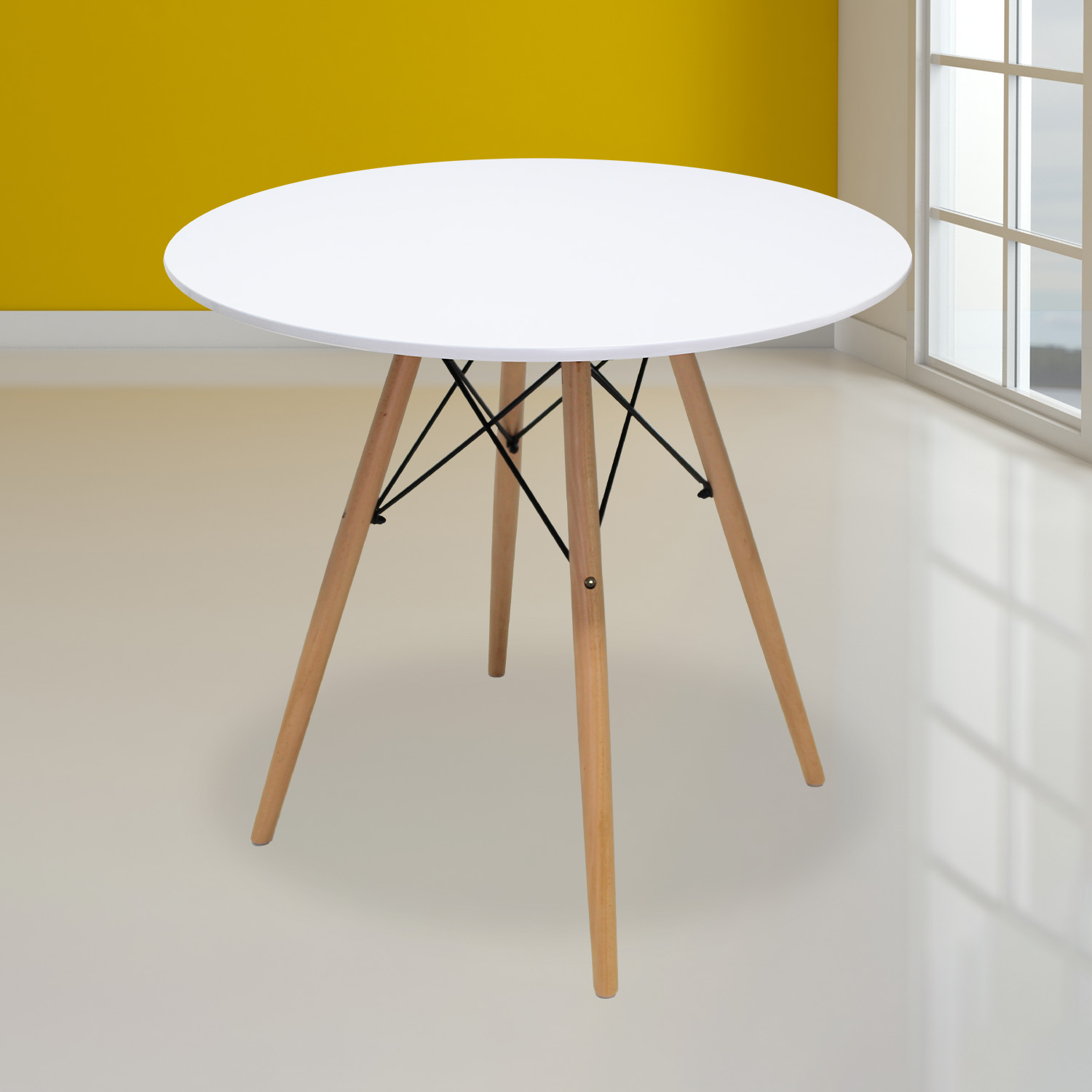 Mesa Comedor Eames Redonda 80 cm Oslo 4 Personas Blanca Mundo In