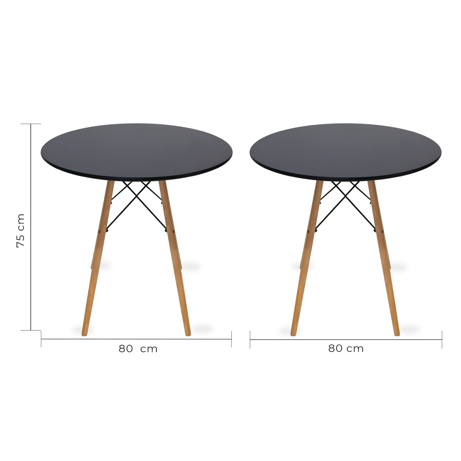 Mesa Comedor Eames Redonda 80 cm Oslo 4 Personas Negro Mundo In