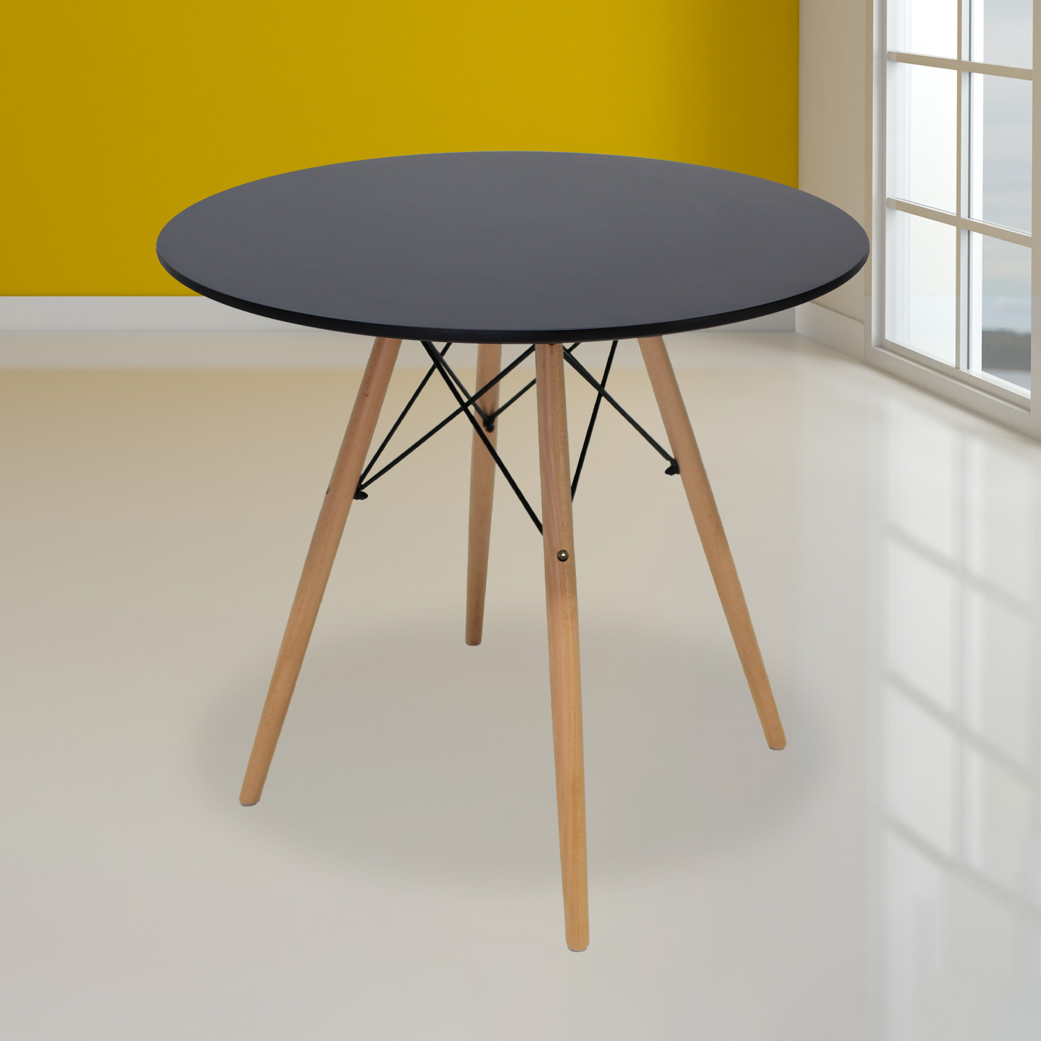 Mesa Comedor Eames Redonda 80 cm Oslo 4 Personas Negro Mundo In