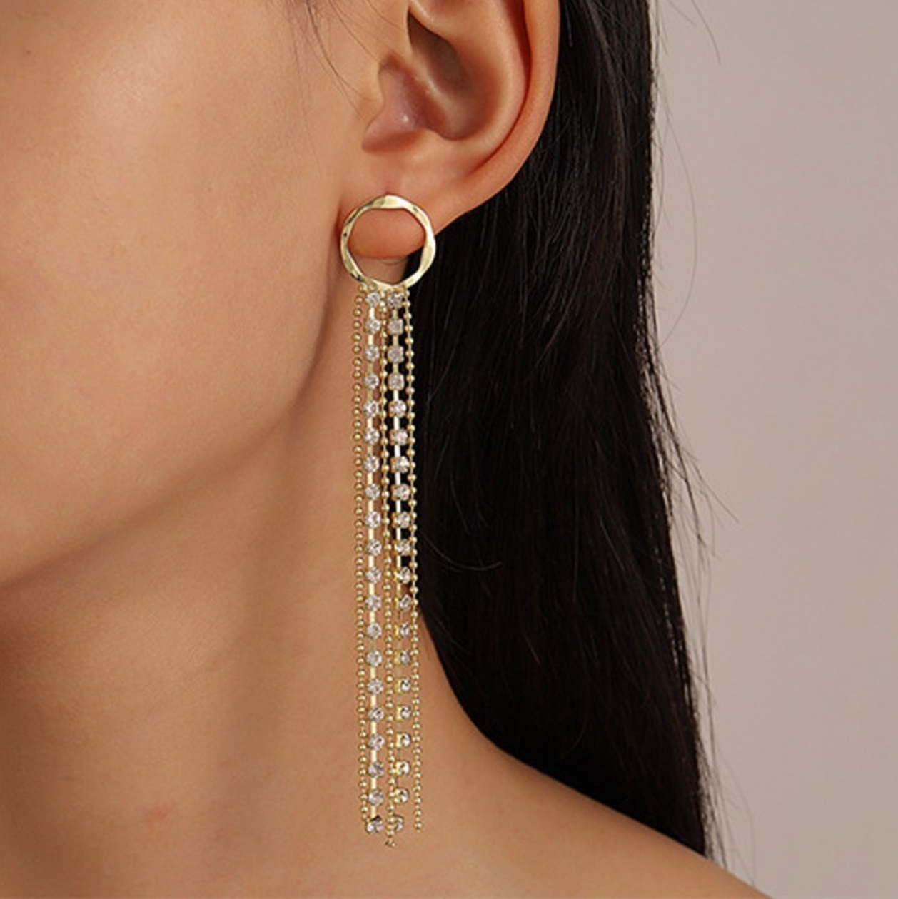 Aretes Con Aros FUNBU Dorados Largo Moda Dama 