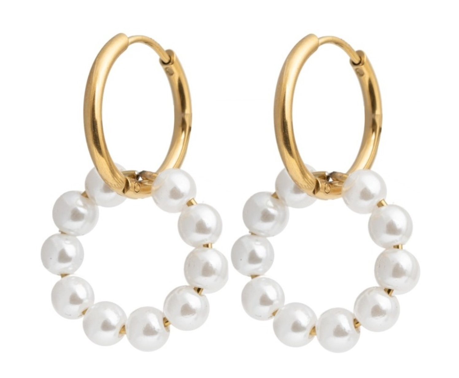 Perlas Aretes Oro Joyeria Mujer Acero Inoxidable Chabacano