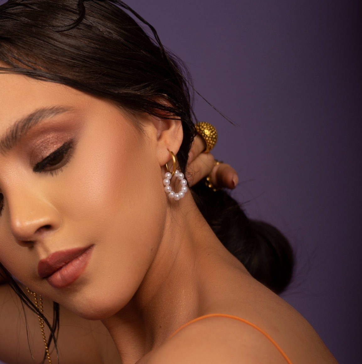 Perlas Aretes Oro Joyeria Mujer Acero Inoxidable Chabacano