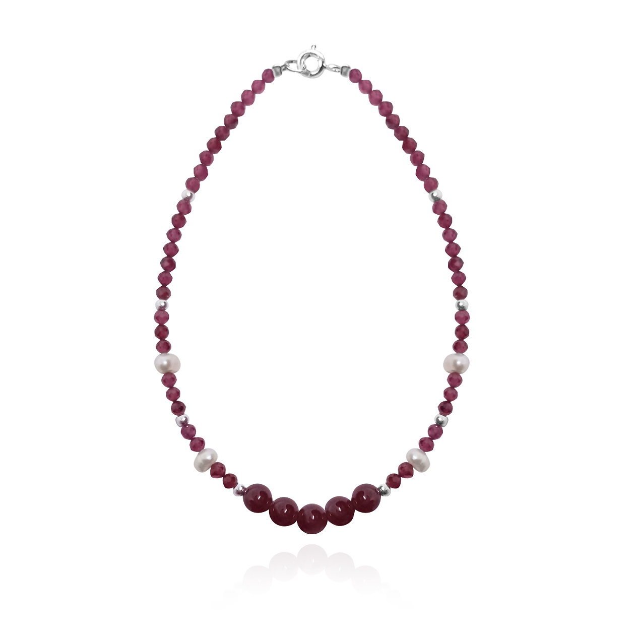 Pulsera granate natural con perlas cultivadas y plata .925, Joyería para Mujer de Anante Joyería