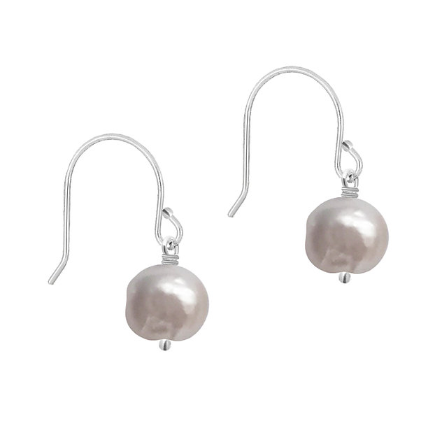 Aretes gancho de plata .925 con perla cultivada irregular, Joyería para Mujer de Anante Joyería