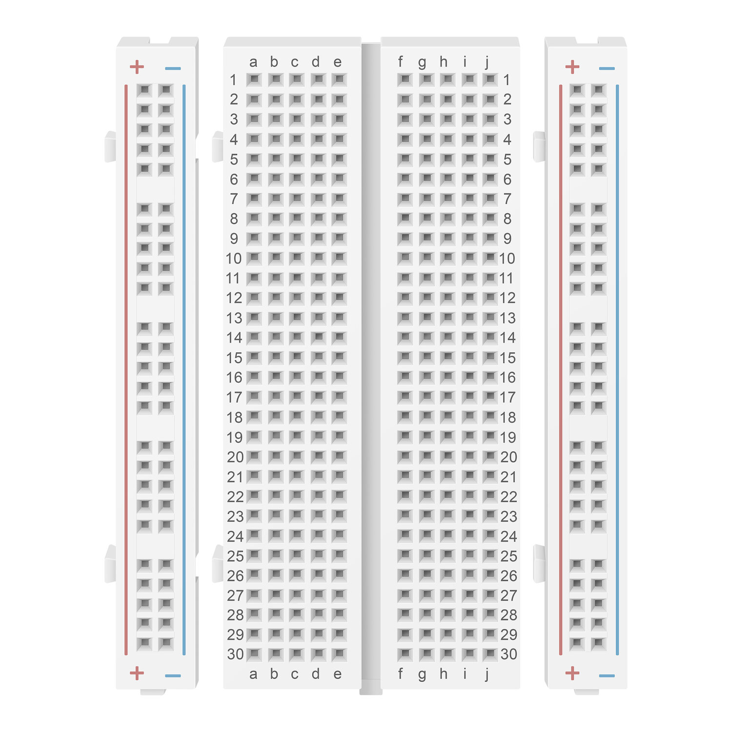 Mini protoboard de ensamble a presión, 1 bloque y 2 tiras 