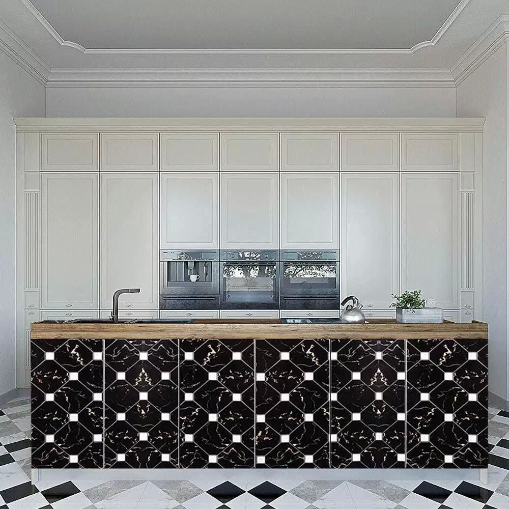 Papel Tapiz Autoadherible Mosaico Negro 10m X 45cm Tp129