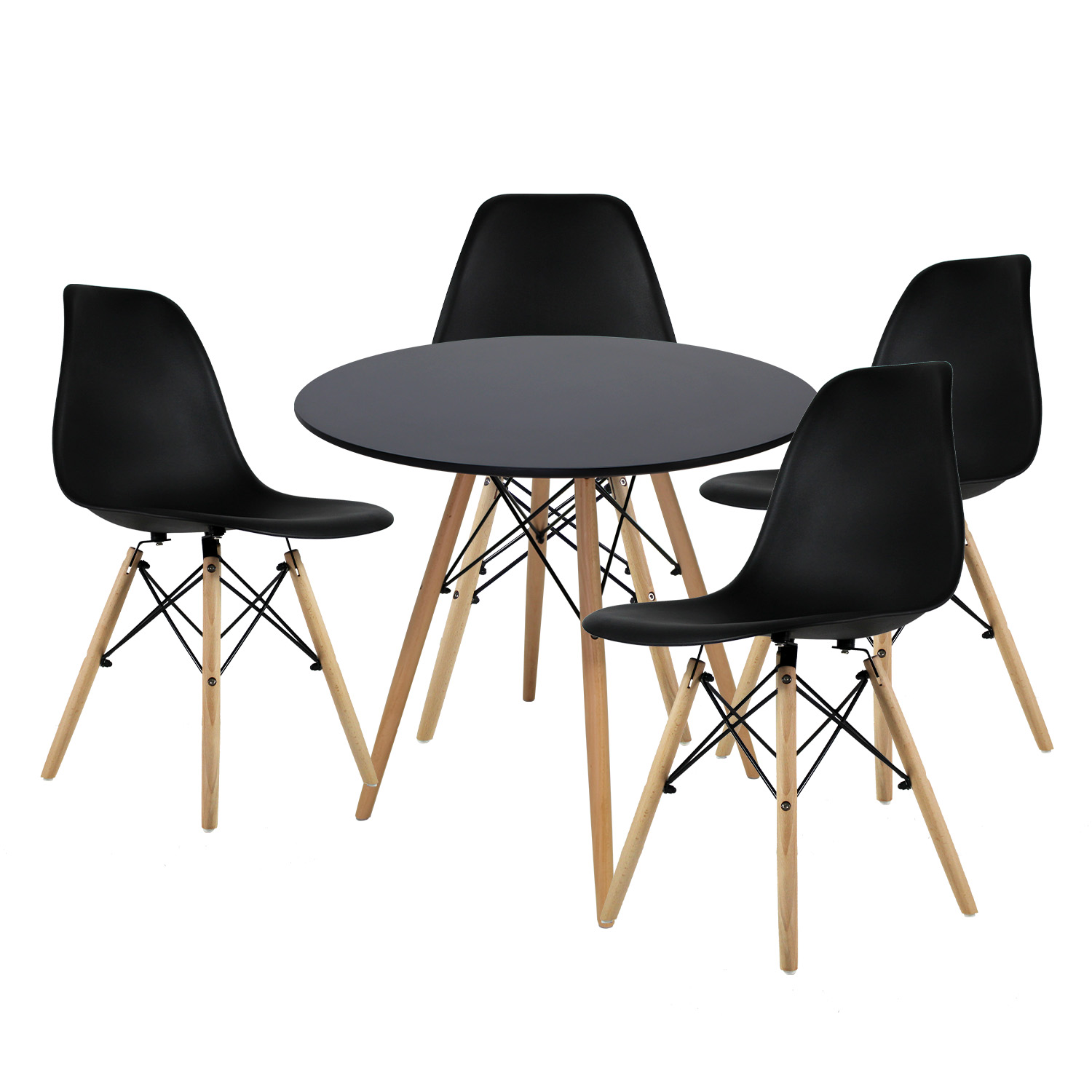 Set de comedor Oslo 80 Mundo In - Mesa negra y 4 Sillas Eames negro