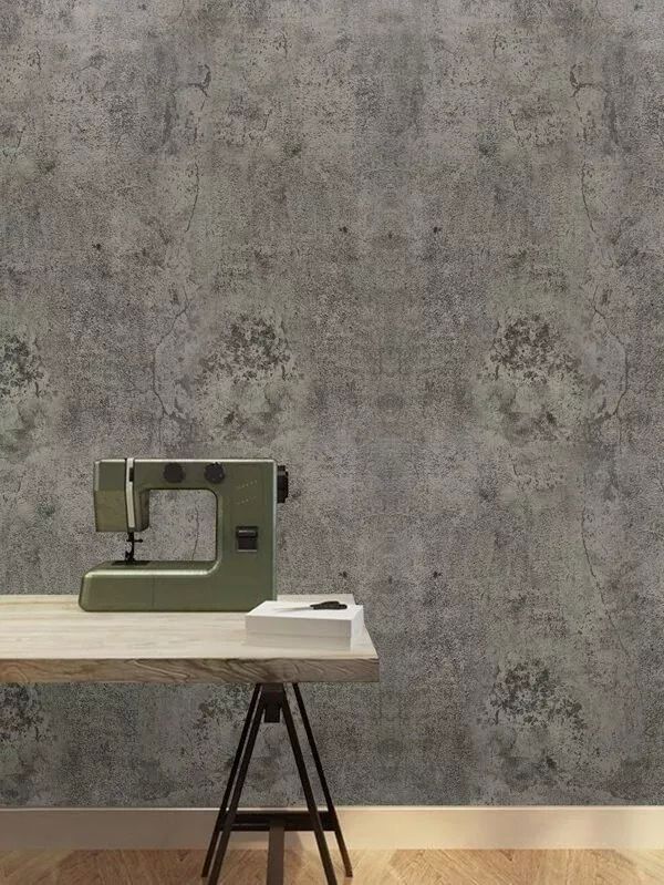 Papel Tapiz Adherible Cemento Gris Premium 10m X 45cm Tp126