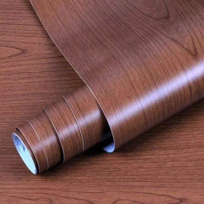 Papel Tapiz Adherible Textura Madera Cafe 10m X 45cm Tp121