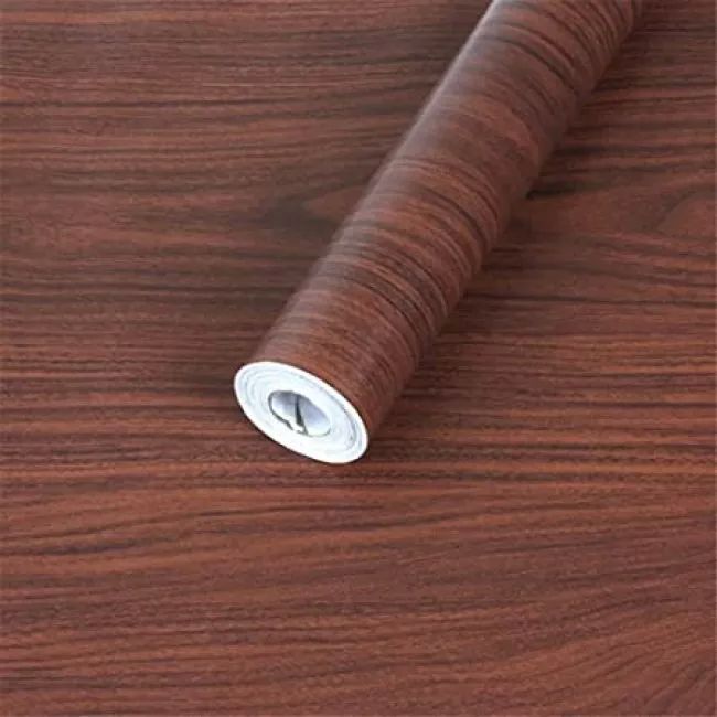 Papel Tapiz Adherible Textura Madera Cafe 10m X 45cm Tp121