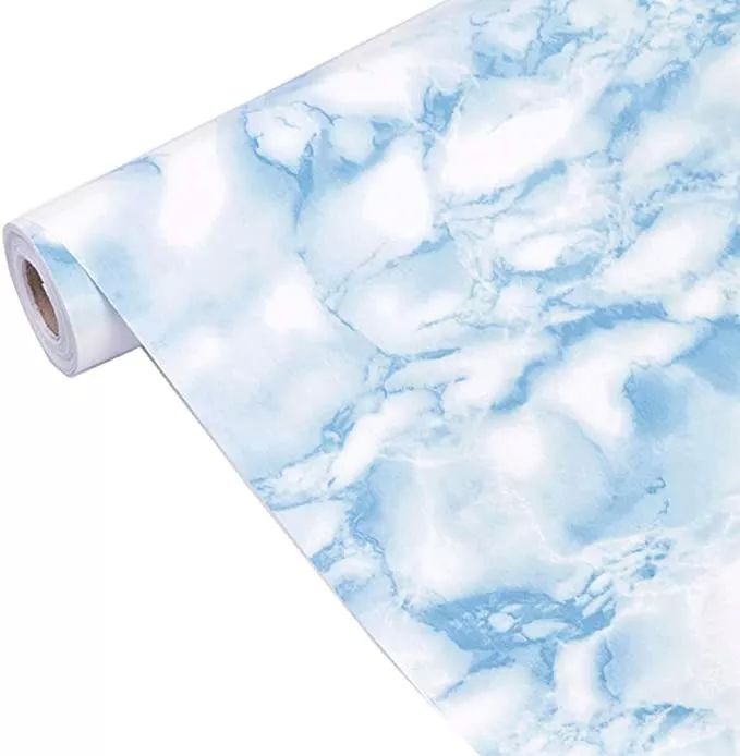 Papel Tapiz Marmol Azul Blanco Adherible 10m X 45cm Tp118