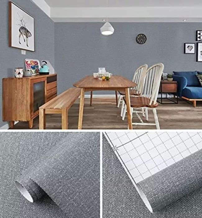 Papel Tapiz Autoadherible Textura Tela Gris 10m X45cm Tp108