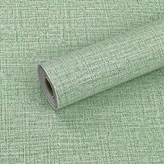 Papel Tapiz Autoadherible Textura Tela Verde 10m X45cm Tp107
