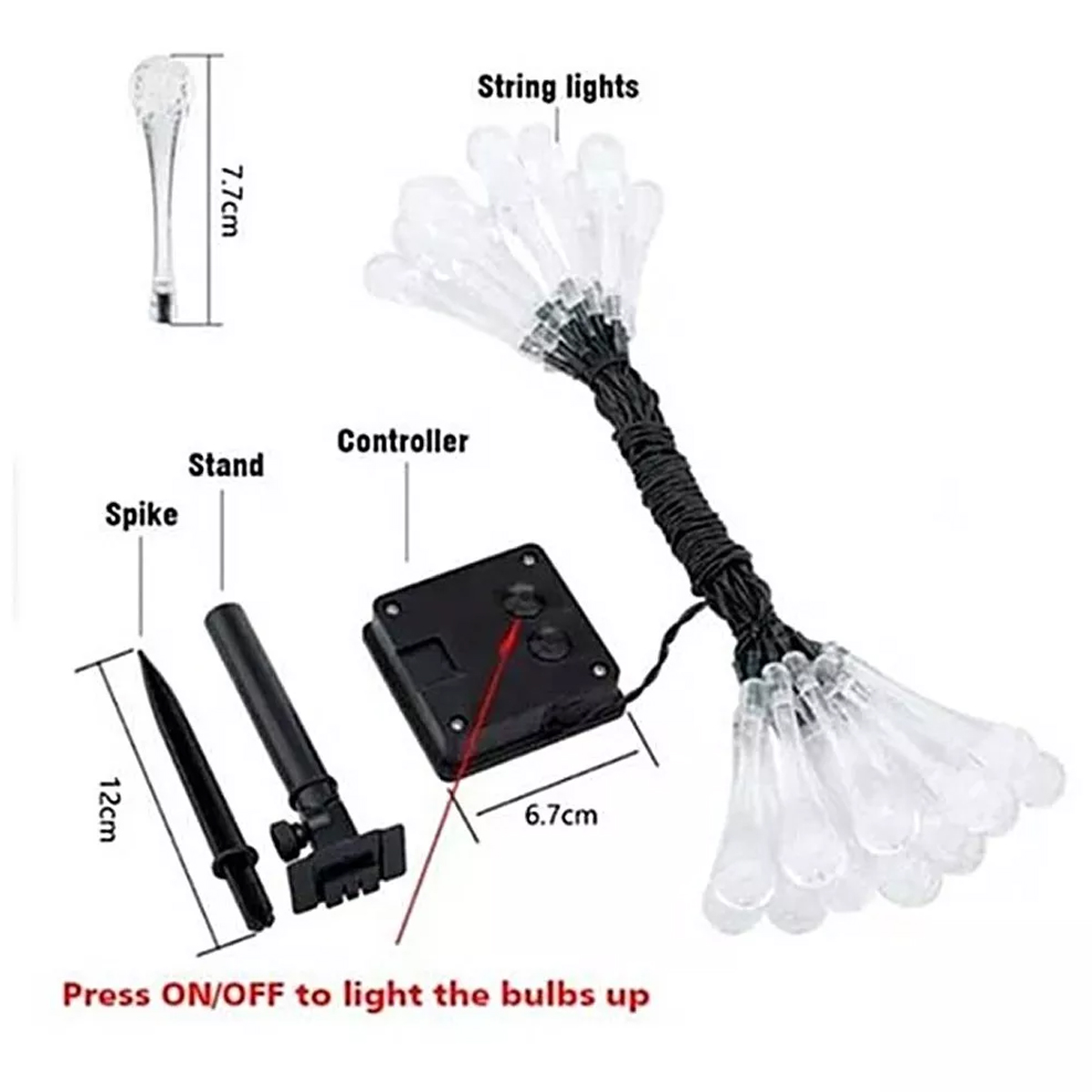 Cadena De Luces Gotas Con Panel Solar Multicolor.