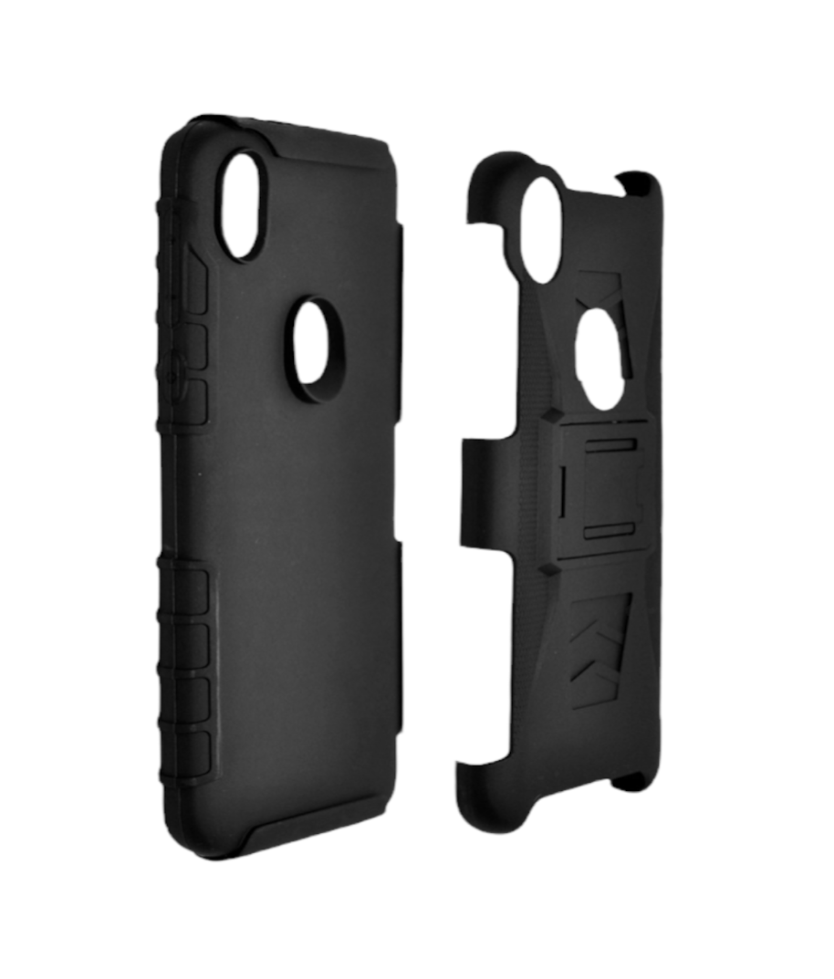 Funda Protector Uso Rudo con Clip más Mica de Cristal Gratis para Samsung S21 FE Color Negro