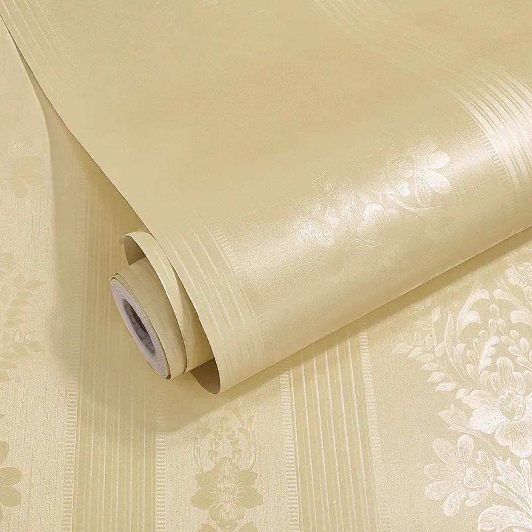 Papel Tapiz Vinilico Autoadhesivo Encaje Crema