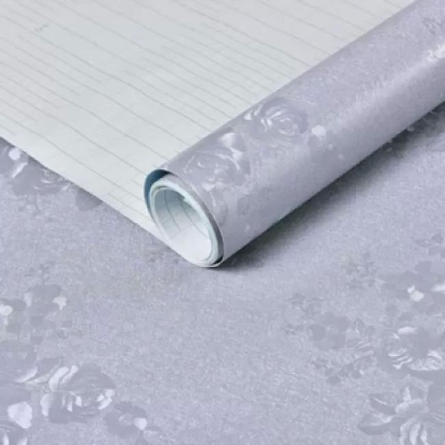 Papel Tapiz Adherible Plata Textura Rosas 10m X45cm Tp102
