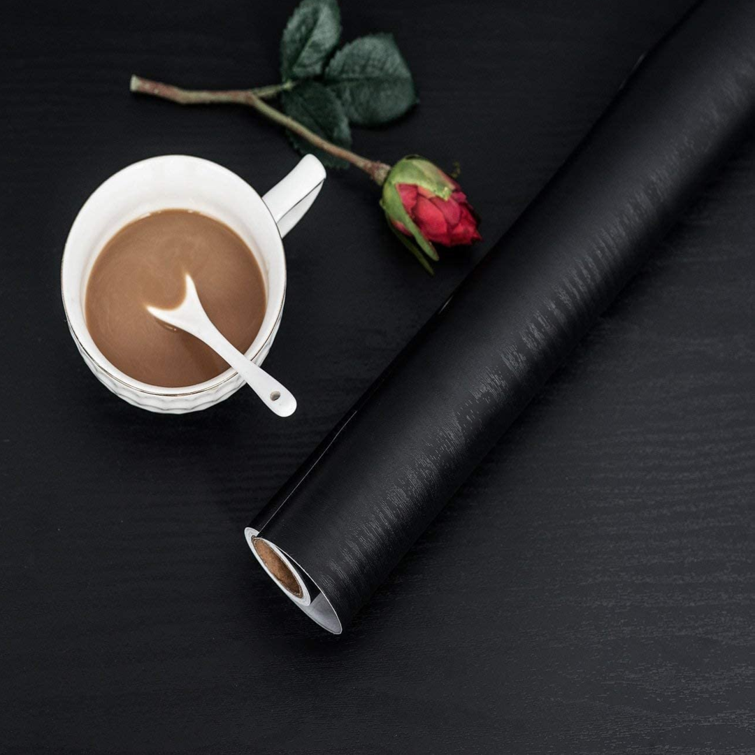 Papel Tapiz Vinilico Autoadhesivo Madera Negra