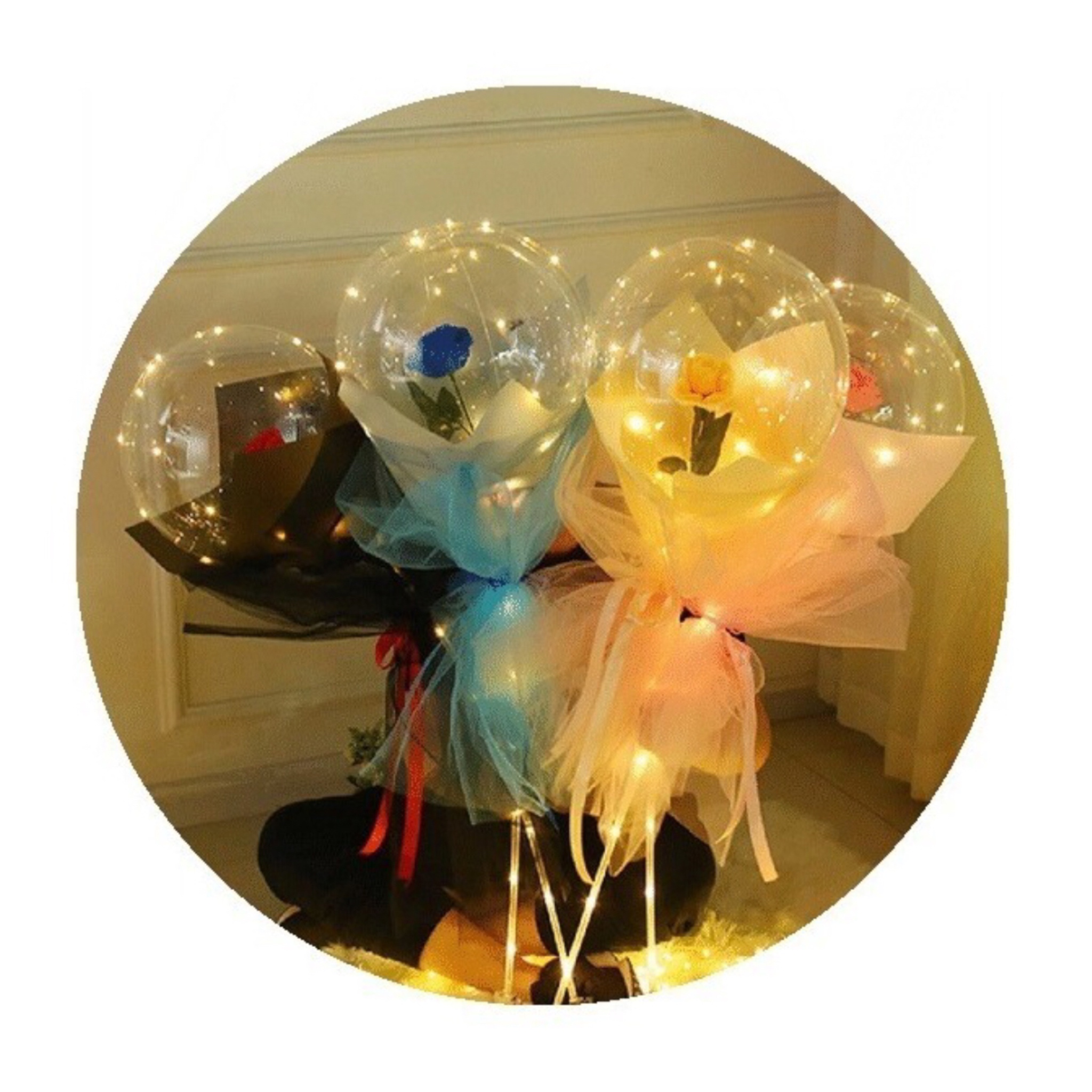 Globo Led Con Rosa Flor Decoración Regalo