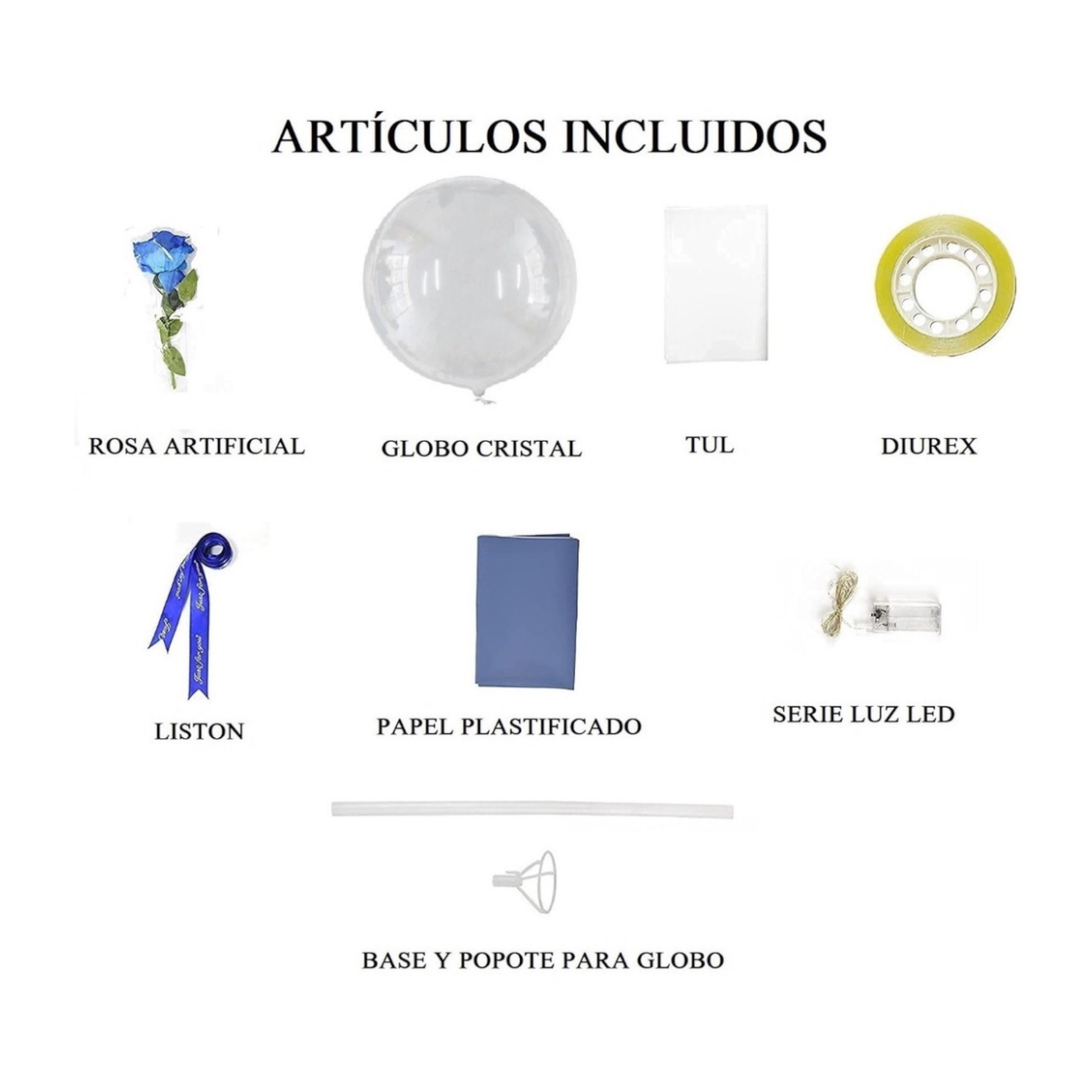 Globo Led Con Rosa Flor Decoración Regalo