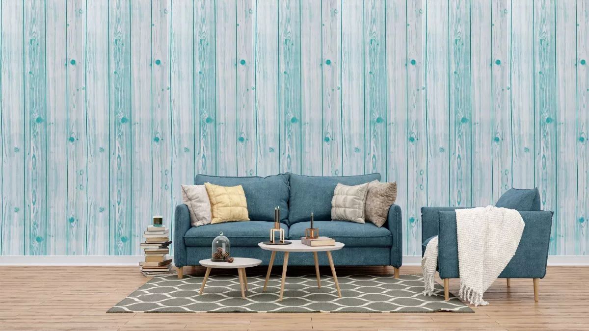 Papel Tapiz Autoadherible Tablon Vintage Azul 10m X45cm Tp99