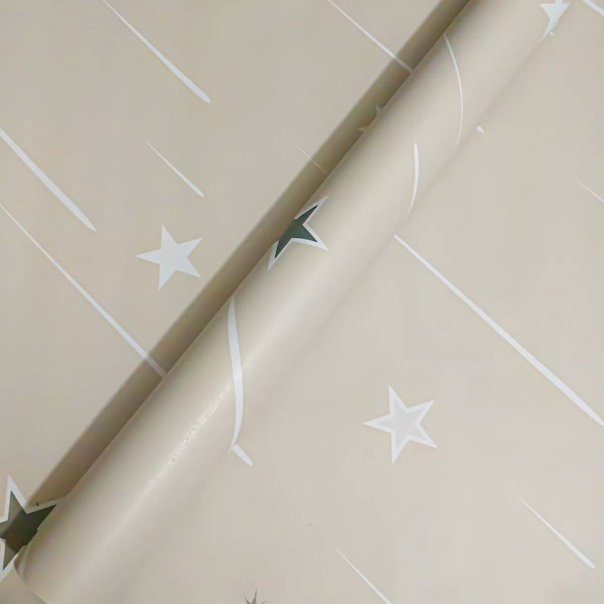 Papel Tapiz Gris Liso Estrellas 10m X 45cm Autodherible Tp94