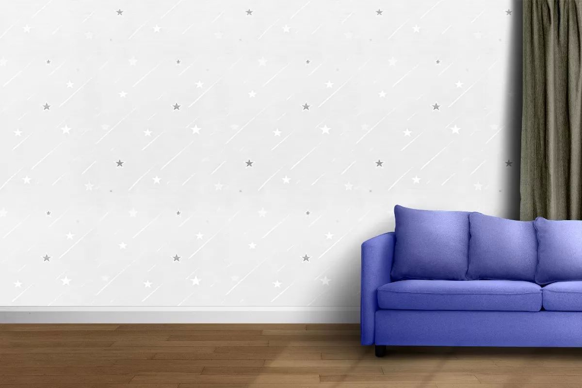 Papel Tapiz Gris Liso Estrellas 10m X 45cm Autodherible Tp94