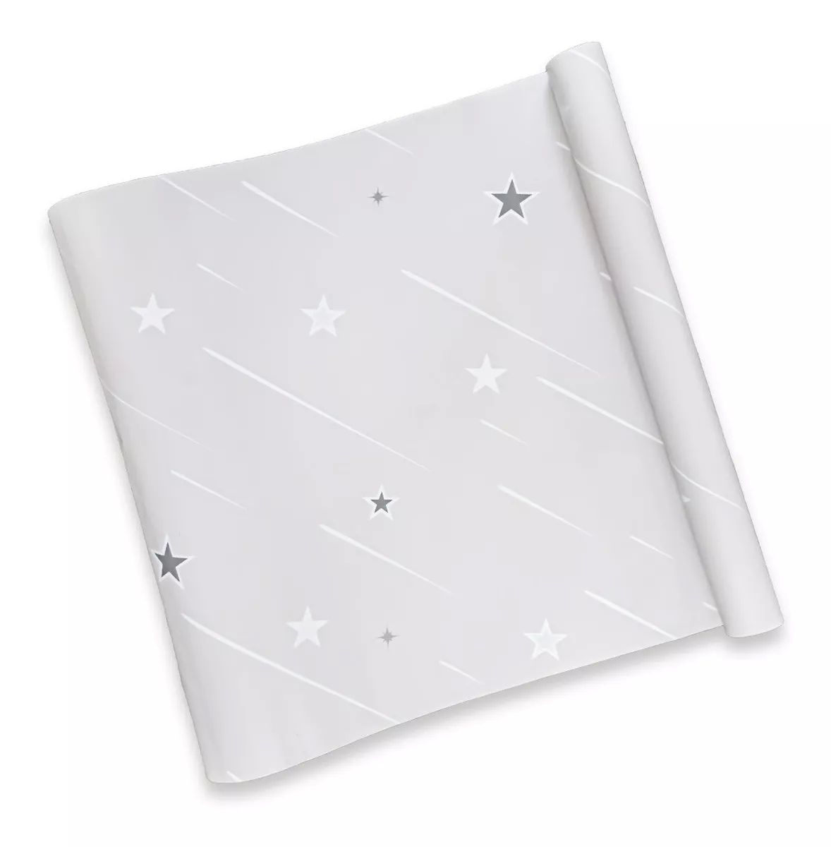 Papel Tapiz Gris Liso Estrellas 10m X 45cm Autodherible Tp94