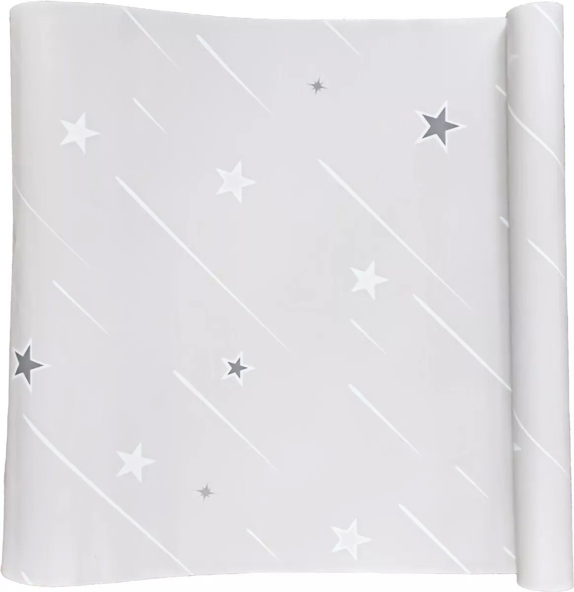 Papel Tapiz Gris Liso Estrellas 10m X 45cm Autodherible Tp94